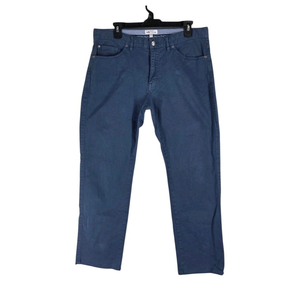 Peter Millar 5-Pocket Pants Mens 34 Blue Sateen Twill Casual Chino